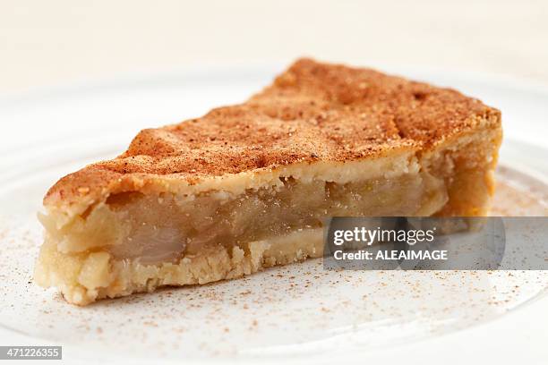 a slice of apple pie with cinnamon - apple pie stock pictures, royalty-free photos & images