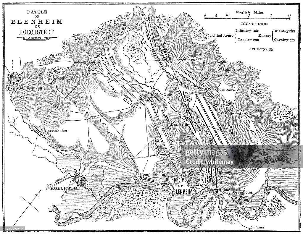Battle of Blenheim (Hoechstedt) - map drawn in 1880