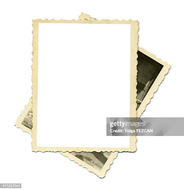 two old black and white photos - photo album stock pictures, royalty-free photos & images
