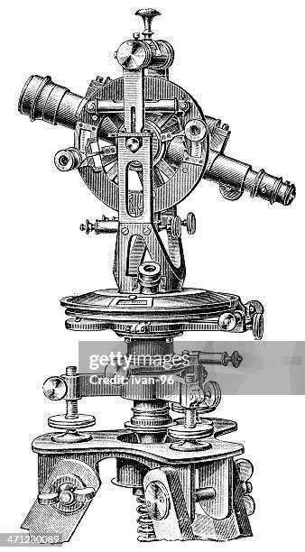 old theodolite - theodolite stock illustrations