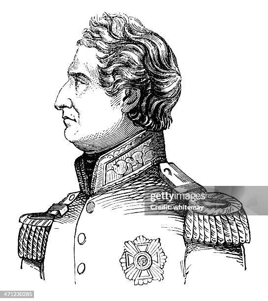 lieutenant-general sir thomas picton (1877 illustration) - epaulettes stock illustrations