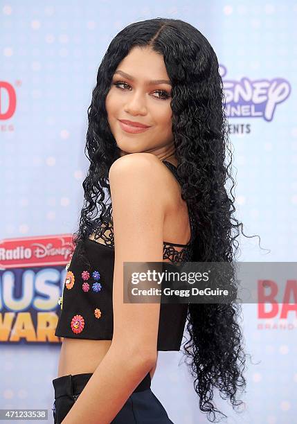 Actress/singer Zendaya arrives at the 2015 Radio Disney Music Awards at Nokia Theatre L.A. Live on April 25, 2015 in Los Angeles, California.