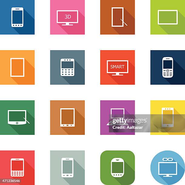 ilustraciones, imágenes clip art, dibujos animados e iconos de stock de iconos de dispositivos inteligentes plana - bluetooth signal icon