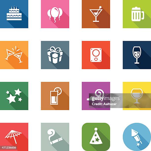 ilustraciones, imágenes clip art, dibujos animados e iconos de stock de iconos plana-fiesta - petardos