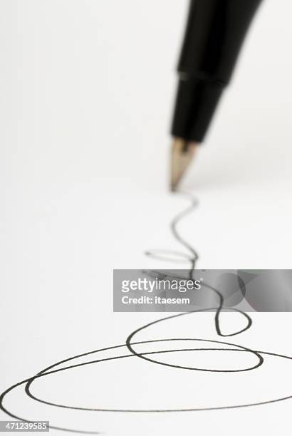 closeup shot of pen writing signature on white paper - moniker stock pictures, royalty-free photos & images