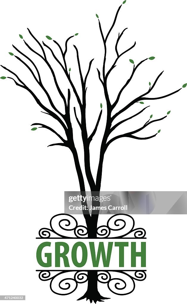 Tree silhouette with spring growth concept
