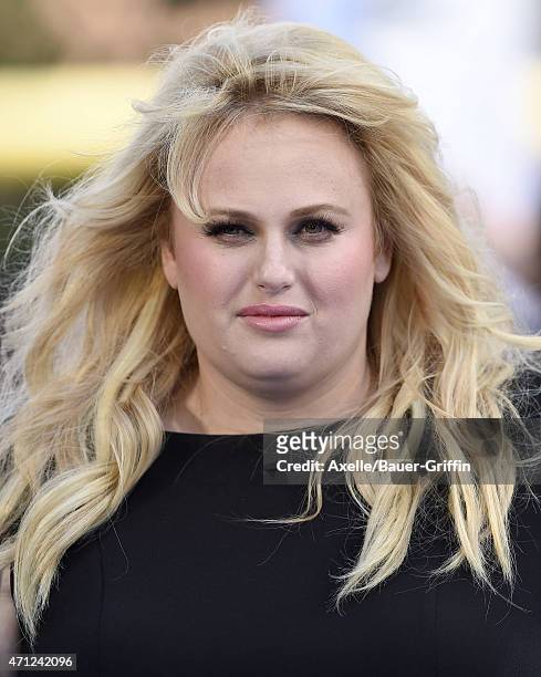 Actress Rebel Wilson arrives at the 2015 MTV Movie Awards at Nokia Theatre L.A. Live on April 12, 2015 in Los Angeles, California.