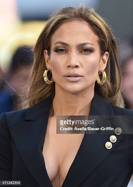 Actress/singer Jennifer Lopez arrives at the 2015 MTV Movie Awards at Nokia Theatre L.A. Live on April 12, 2015 in Los Angeles, California.
