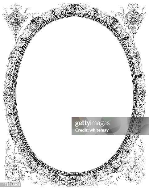 ornate victorian oval frame - victorian frame stock illustrations