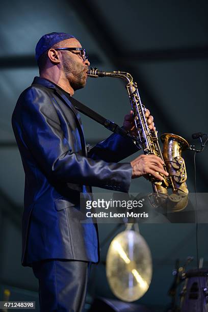 Kenny Garrett performs on stage at the New Orleans Jazz and Heritage Festival on April 25, 2015 in New Orleans, United States
