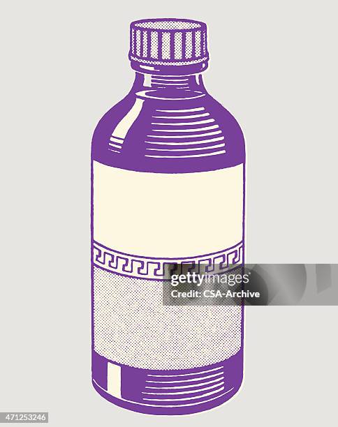 medicine bottle with blank label - pharmaceutical packaging stock illustrations