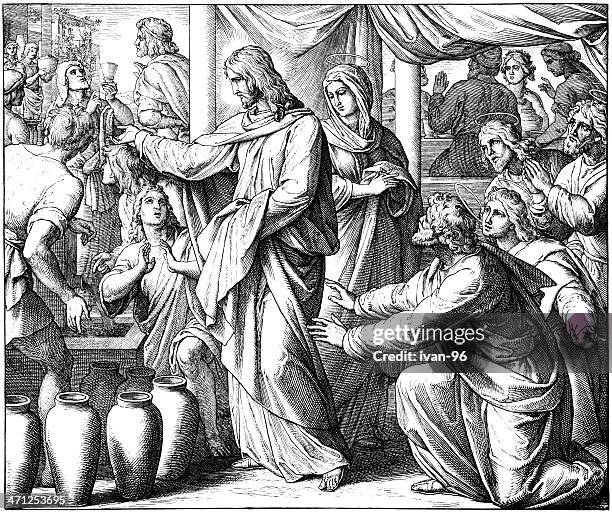 the wedding at cana - the marriage at cana stock illustrations