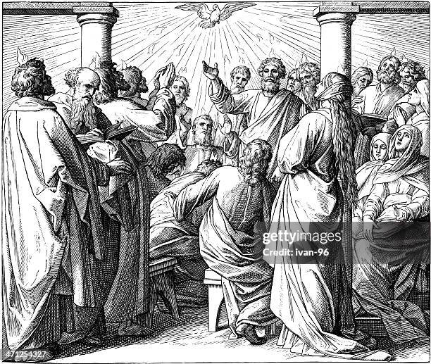 the first pentecost - holy spirit pentecost stock illustrations