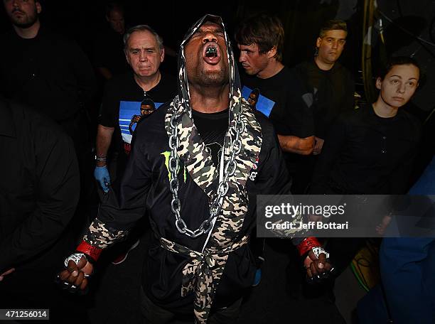 Quinton 'Rampage' Jackson of the United States prepares to enter the arena before facing Fabio Maldonado of Brazil in their UFC catchweight bout...