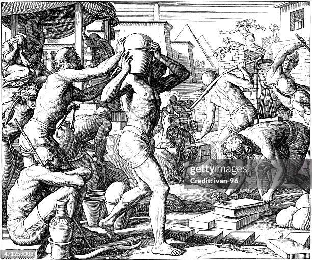 jews forced into slavery - generations at work stock illustrations