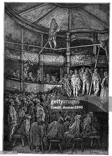 victorian london - charles blondin at shoreditch - shoreditch stock illustrations