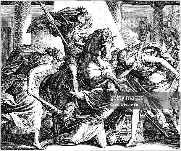 heliodorus punished - synagogue stock illustrations