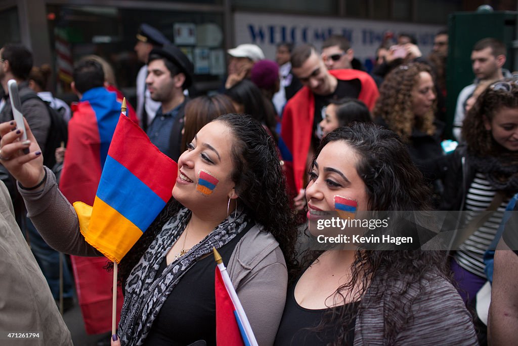 100th Anniversary Of Armenian Genocide Commemorated In New York's Times Square