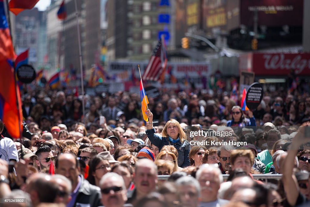 100th Anniversary Of Armenian Genocide Commemorated In New York's Times Square