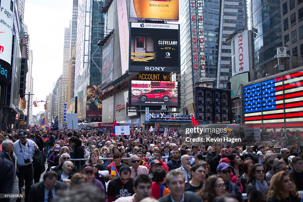 100th Anniversary Of Armenian Genocide Commemorated In New York's Times Square