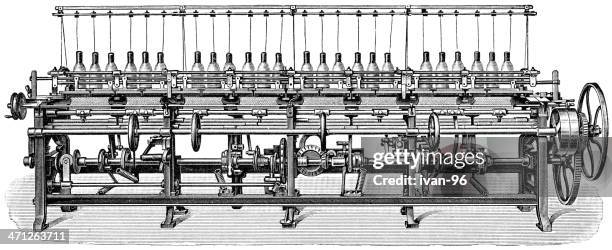 textile machine - cotton mill stock illustrations