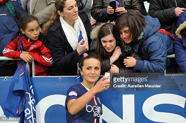 Fatmire Alushi of PSG celebrate the 2-1 victory over Wolfsburg during the UEFA Womens Champions League Semifinal game between Paris Saint Germain and...