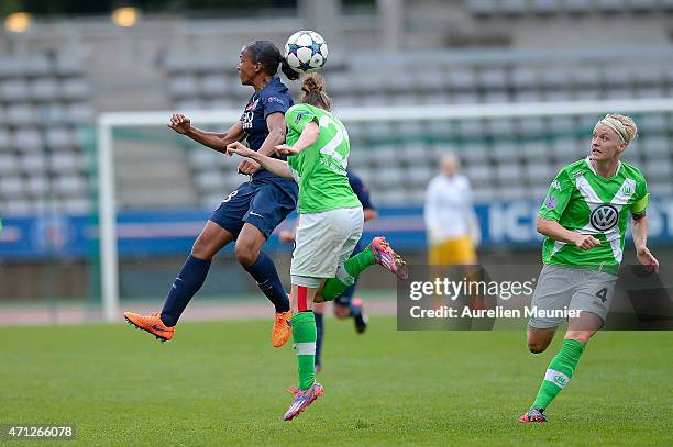 Marie-Laure Delie of PSG in action during the UEFA Womens Champions League Semifinal game between Paris Saint Germain and VfL Wolfsburg at Stade...