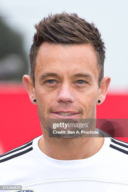 Lee Hendrie poses for photographs at the celebrity start at The London Marathon 2015 on April 26, 2015 in London, England.