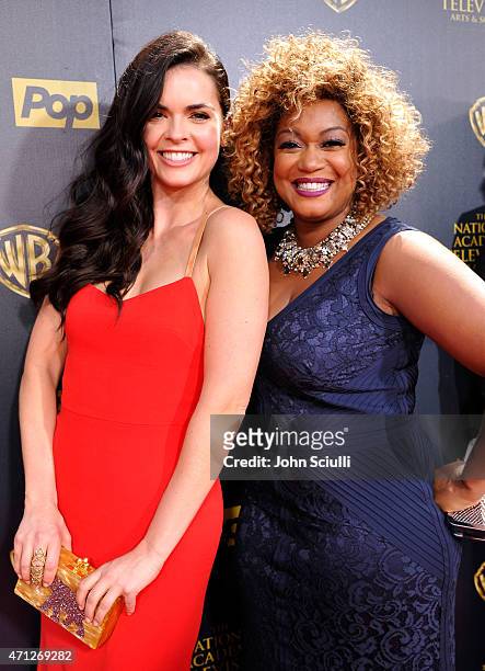 Author/ TV personality Katie Lee and TV personality/chef Sunny Anderson attend The 42nd Annual Daytime Emmy Awards at Warner Bros. Studios on April...