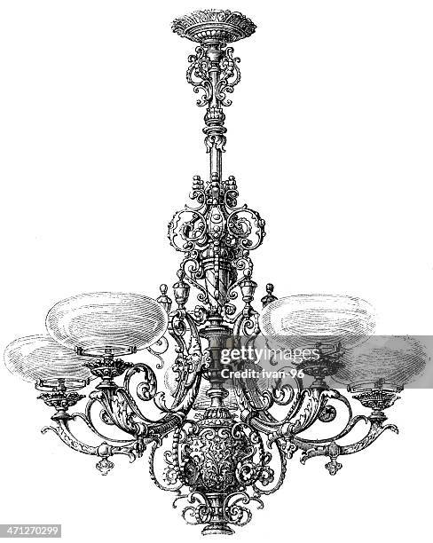 glanz - kronleuchter stock-grafiken, -clipart, -cartoons und -symbole