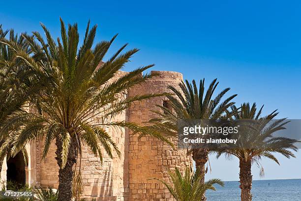 tunisia: fort ghazi mustapha on the island of djerba - djerba stock pictures, royalty-free photos & images
