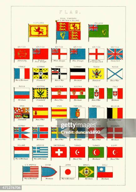 stockillustraties, clipart, cartoons en iconen met 19th century flags - old uk flag