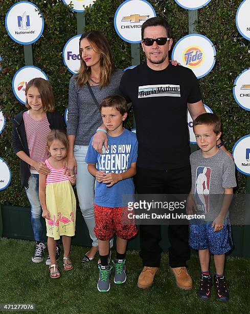 Actor Mark Wahlberg, wife model Rhea Durham and children attend Safe Kids Day presented by Nationwide at The Lot on April 26, 2015 in West Hollywood,...
