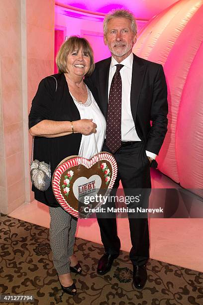 Paul Breitner and his wife Hildegard attend the Felix Burda Award 2015 at Hotel Adlon on April 26, 2015 in Berlin, Germany.