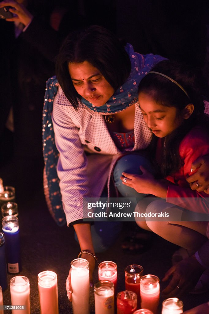 Vigil Held In Queens, New York For Victims Of Earthquake In Nepal