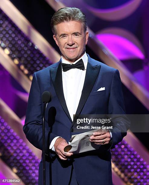 Personality Alan Thicke speaks onstage during The 42nd Annual Daytime Emmy Awards at Warner Bros. Studios on April 26, 2015 in Burbank, California.