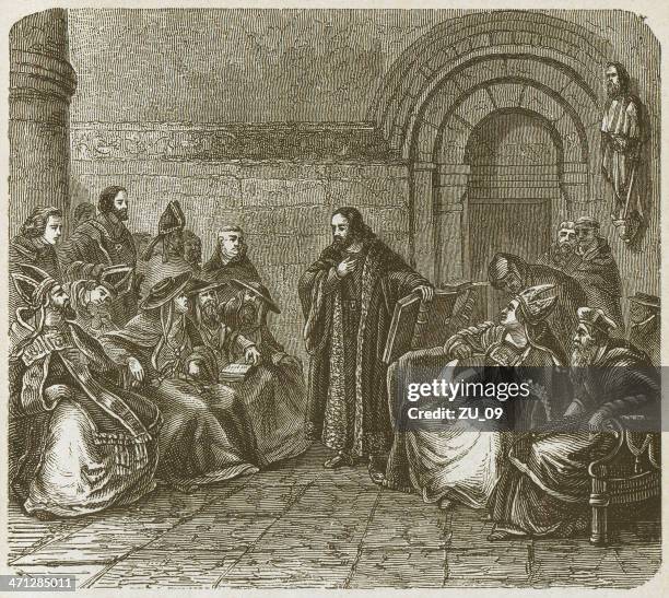 jan hus (c.1369-1415) in constance, wood engraving, published in 1877 - hus 幅插畫檔、美工圖案、卡通及圖標