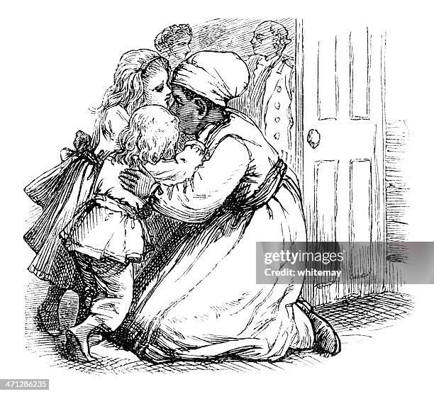 ilustrações de stock, clip art, desenhos animados e ícones de victorian afro-caraíbas babá agarrar crianças - história afro americana nos eua
