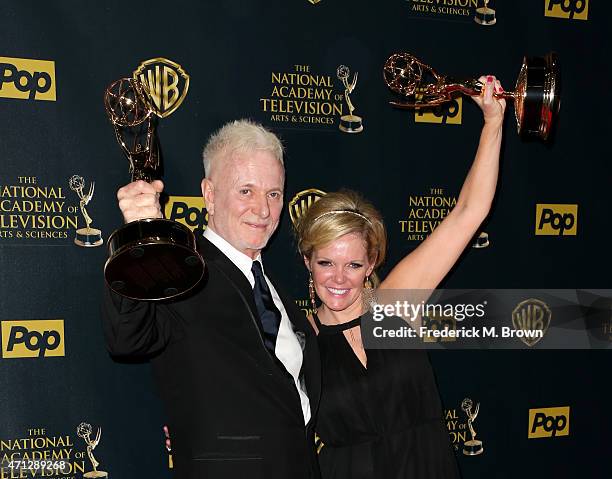 Actors Anthony Geary, winner of the award for Outstanding Lead Actor in a Drama Series for "General Hospital" and Maura West, winner of the award for...