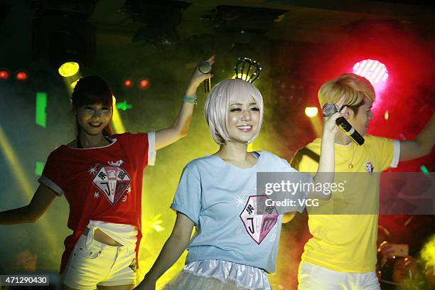 Japanese actress Sora Aoi performs at Langkawi Bar on April 26, 2015 in Yangzhou, Jiangsu province of China.