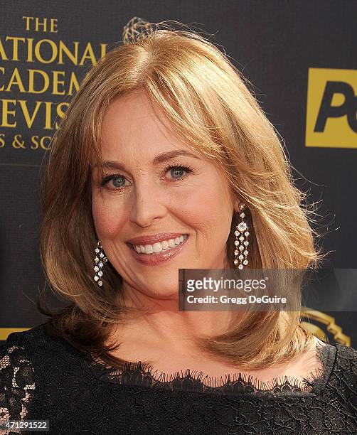 Actress Genie Francis arrives at the 42nd Annual Daytime Emmy Awards at Warner Bros. Studios on April 26, 2015 in Burbank, California.