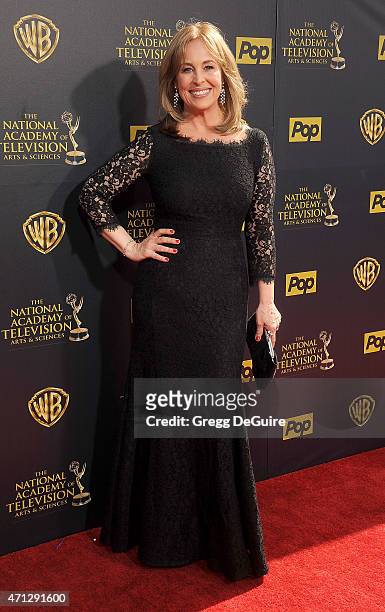 Actress Genie Francis arrives at the 42nd Annual Daytime Emmy Awards at Warner Bros. Studios on April 26, 2015 in Burbank, California.