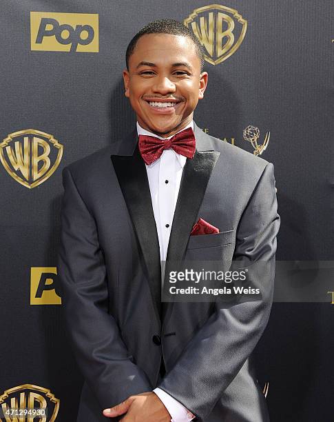 Actor Tequan Richmond arrives at the 42nd Annual Daytime Emmy Awards at Warner Bros. Studios on April 26, 2015 in Burbank, California.