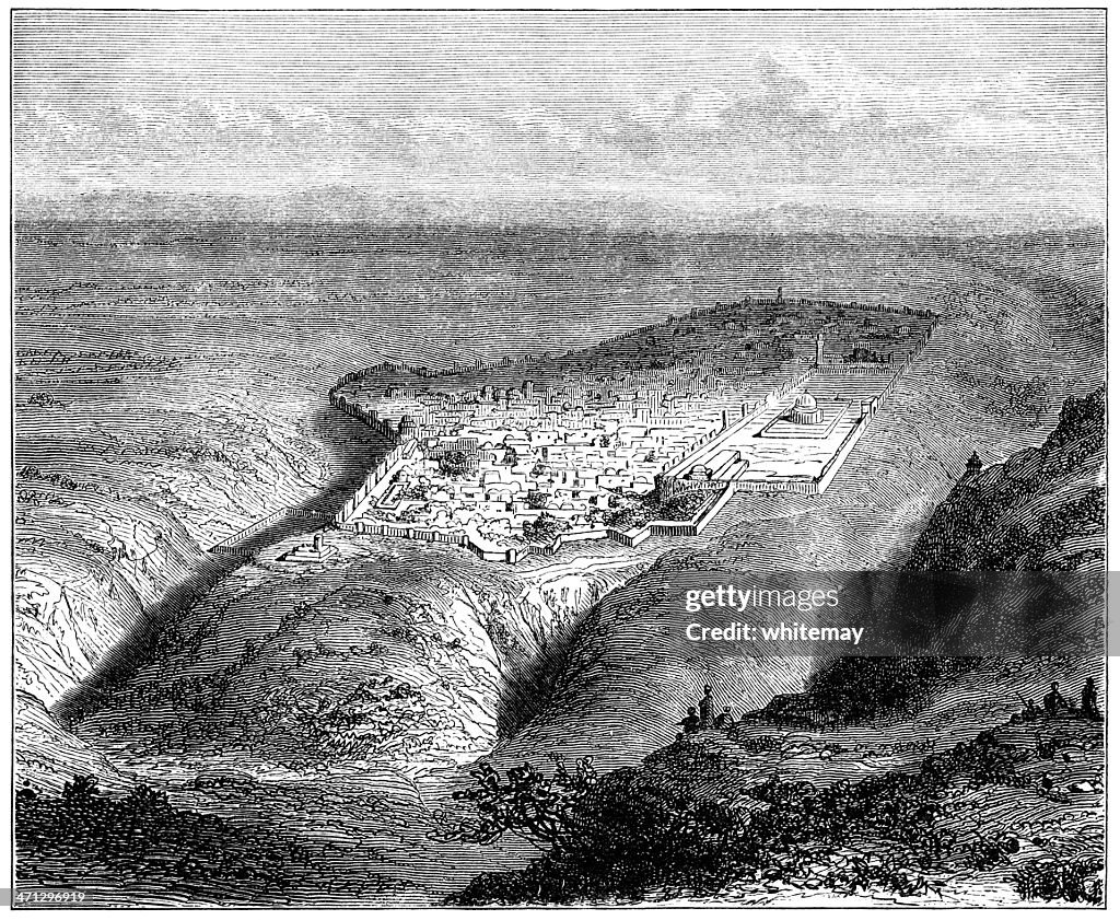 Bird's-eye view of Old Jerusalem from the South-East