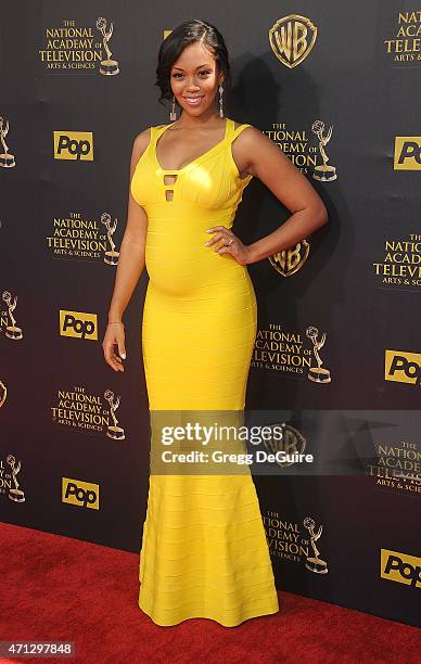 Mishael Morgan arrives at the 42nd Annual Daytime Emmy Awards at Warner Bros. Studios on April 26, 2015 in Burbank, California.