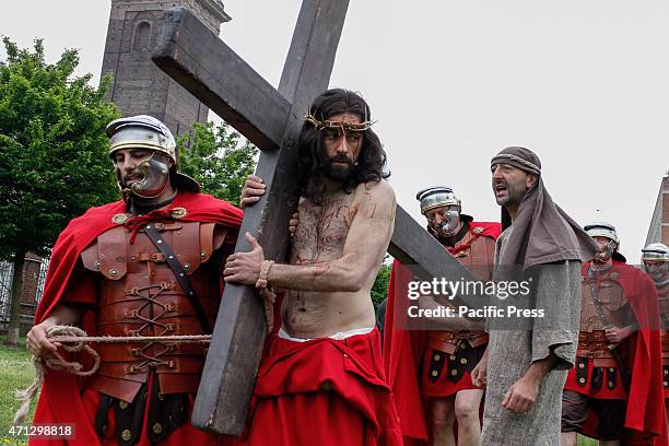 Celebrates 200 years the Sacred representation of the Passion of Christ. Jesus Christ carrying his cross.