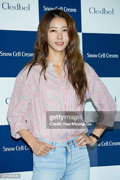 South Korean actress Kim Jung-Min attends the launch event for CLEDBEL Cosmetics "Snow Cell Luminous Cream" at BanYan Tree Club & Spa on April 27,...