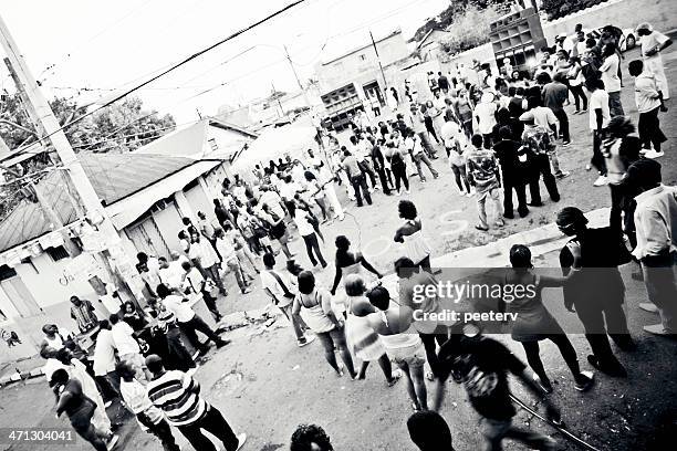 street party in ghetto. - jamaica kingston stock pictures, royalty-free photos & images