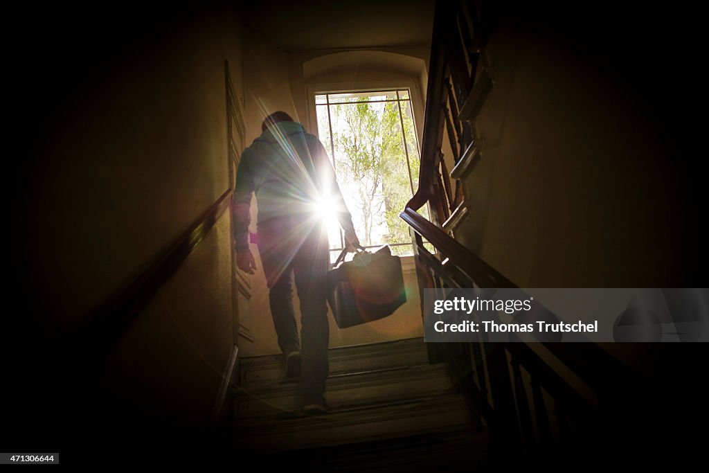 Man Walking Up Stairs