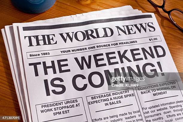 weekend headline tgif - friday stock pictures, royalty-free photos & images